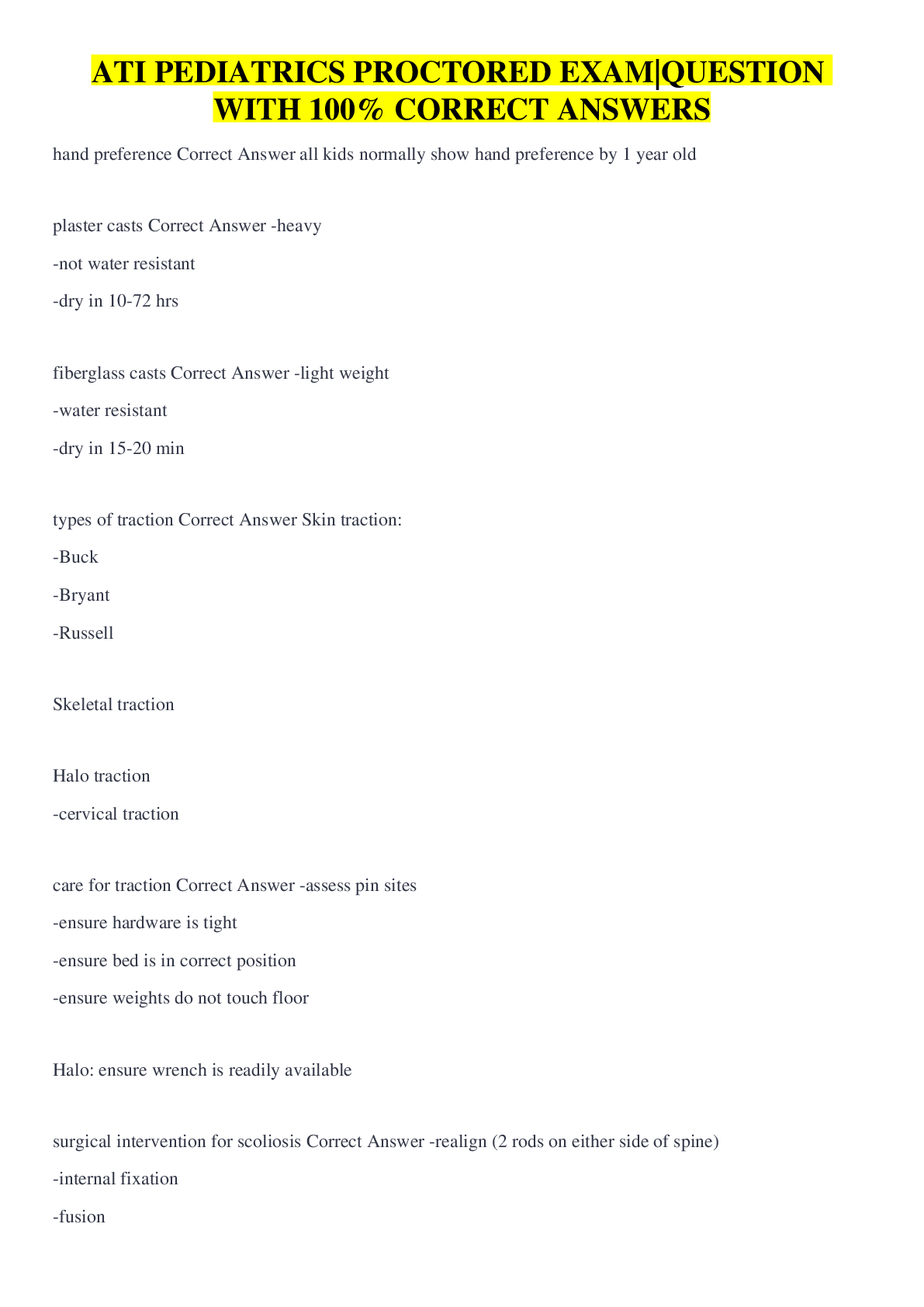 Preview image for ATI PEDIATRICS PROCTORED EXAM